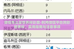 微信怎么买世界杯彩票-利用微信平台购彩世界杯，实用指南与注意事项