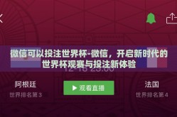 微信可以投注世界杯-微信，开启新时代的世界杯观赛与投注新体验