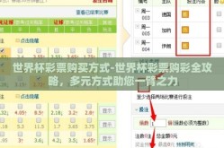 世界杯彩票购买方式-世界杯彩票购彩全攻略，多元方式助您一臂之力