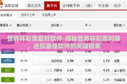 世界杯彩票最好软件-揭秘世界杯彩票利器，选择最佳软件的关键因素