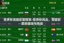 世界杯竞猜彩票赔率-世界杯风云，竞猜彩票的趣味与挑战