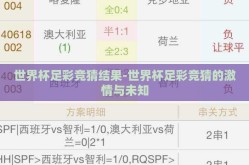 世界杯足彩竞猜结果-世界杯足彩竞猜的激情与未知