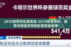 2010世界杯彩票奖金-2010年世界杯，激情与惊喜并存的彩票奖金故事
