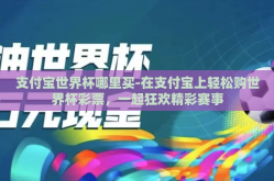 支付宝世界杯哪里买-在支付宝上轻松购世界杯彩票，一起狂欢精彩赛事