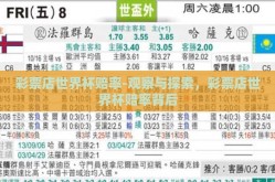 彩票店世界杯赔率-观察与探索，彩票店世界杯赔率背后