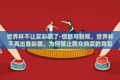 世界杯不让买彩票了-愤怒与新规，世界杯不再出售彩票，为何禁止民众购买的背后