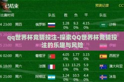qq世界杯竞猜投注-探索QQ世界杯竞猜投注的乐趣与风险