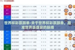 世界杯彩票跟单-关于世界杯彩票跟单，踏准世界级盛宴的脉搏