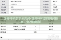 世界杯彩票怎么卖买-世界杯彩票的购买指南，全攻略解析