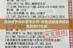 足球世界杯彩票怎么赔-探索足球世界杯彩票的赔付机制