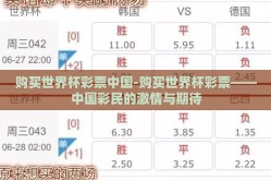 购买世界杯彩票中国-购买世界杯彩票——中国彩民的激情与期待