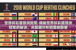 世界杯彩票预测冠军-揭秘世界杯彩票预测冠军的秘诀，从数据分析到策略部署