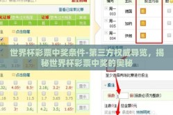 世界杯彩票中奖条件-第三方权威导览，揭秘世界杯彩票中奖的奥秘