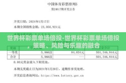 世界杯彩票单场倍投-世界杯彩票单场倍投，策略、风险与乐趣的融合