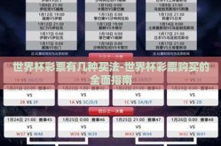 世界杯彩票有几种买法-世界杯彩票购买的全面指南