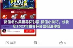 微信怎么美世界杯彩票-微信小技巧，优化您2023年世界杯彩票投注体验