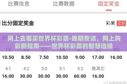 网上去哪买世界杯彩票-晚期夜话，网上购彩新指南——世界杯彩票的智慧选择