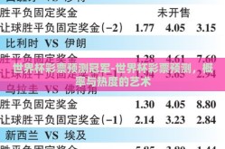 世界杯彩票预测冠军-世界杯彩票预测，概率与热度的艺术