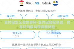 支付宝怎么买世界杯-支付宝轻松享球，世界杯购票与观赛新体验