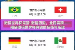 微信世界杯竞猜-激情四溢，全民竞猜——揭秘微信世界杯竞猜的狂热与乐趣