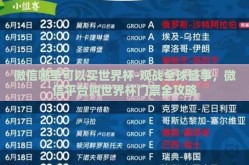 微信哪里可以买世界杯-观战全球盛事，微信平台购世界杯门票全攻略