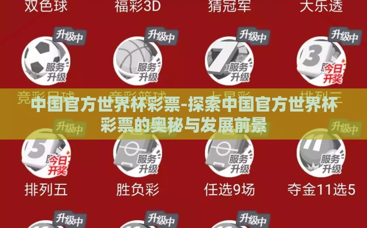 中国官方世界杯彩票-探索中国官方世界杯彩票的奥秘与发展前景
