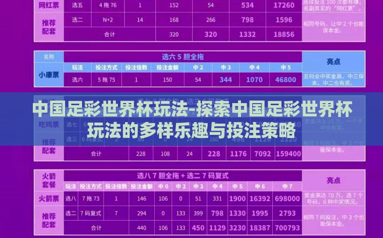 中国足彩世界杯玩法-探索中国足彩世界杯玩法的多样乐趣与投注策略 中国足彩世界杯玩法-探索中国足彩世界杯玩法的多样乐趣与投注策略