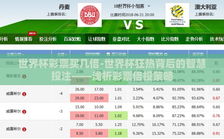 世界杯彩票买几倍-世界杯狂热背后的智慧投注——浅析彩票倍投策略 世界杯彩票买几倍-世界杯狂热背后的智慧投注——浅析彩票倍投策略