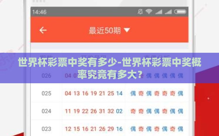 世界杯彩票中奖有多少-世界杯彩票中奖概率究竟有多大? 世界杯彩票中奖有多少-世界杯彩票中奖概率究竟有多大?