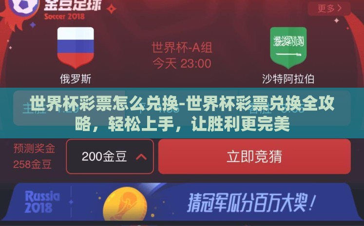 世界杯彩票怎么兑换-世界杯彩票兑换全攻略，轻松上手，让胜利更完美