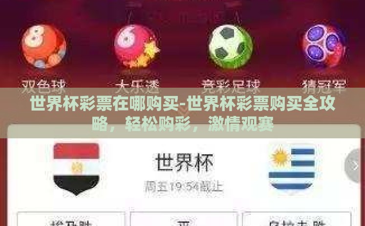 世界杯彩票在哪购买-世界杯彩票购买全攻略，轻松购彩，激情观赛