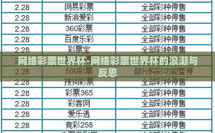 网络彩票世界杯-网络彩票世界杯的浪潮与反思 网络彩票世界杯-网络彩票世界杯的浪潮与反思