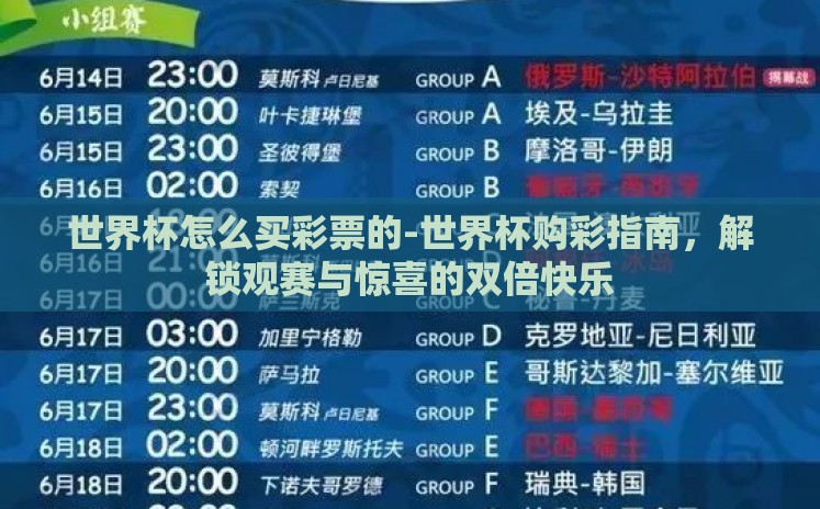 世界杯怎么买彩票的-世界杯购彩指南,解锁观赛与惊喜的双倍快乐 世界杯怎么买彩票的-世界杯购彩指南,解锁观赛与惊喜的双倍快乐