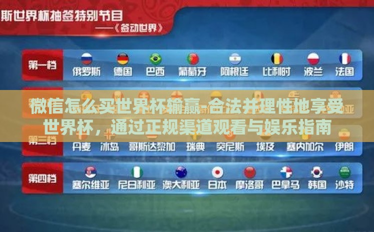 微信怎么买世界杯输赢-合法并理性地享受世界杯，通过正规渠道观看与娱乐指南