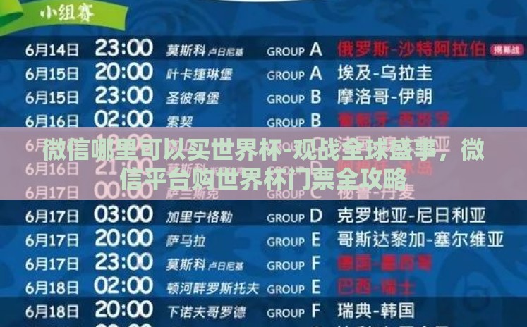 微信哪里可以买世界杯-观战全球盛事,微信平台购世界杯门票全攻略 微信哪里可以买世界杯-观战全球盛事,微信平台购世界杯门票全攻略