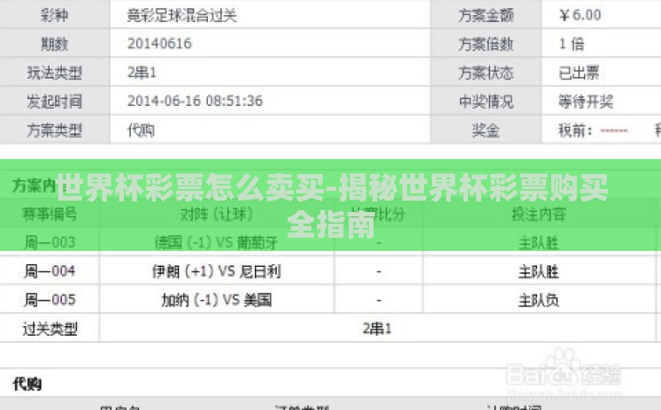 世界杯彩票怎么卖买-揭秘世界杯彩票购买全指南 世界杯彩票怎么卖买-揭秘世界杯彩票购买全指南