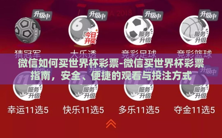 微信如何买世界杯彩票-微信买世界杯彩票指南，安全、便捷的观看与投注方式