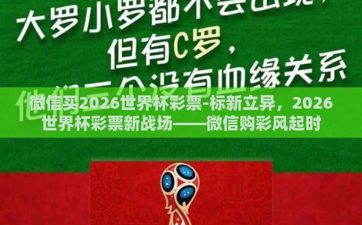 微信买2026世界杯彩票-标新立异，2026世界杯彩票新战场——微信购彩风起时