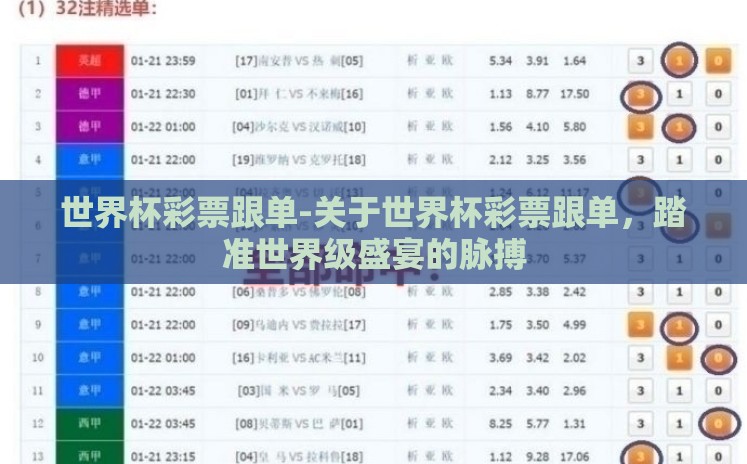 世界杯彩票跟单-关于世界杯彩票跟单，踏准世界级盛宴的脉搏