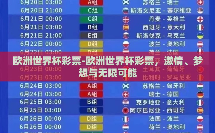欧洲世界杯彩票-欧洲世界杯彩票，激情、梦想与无限可能