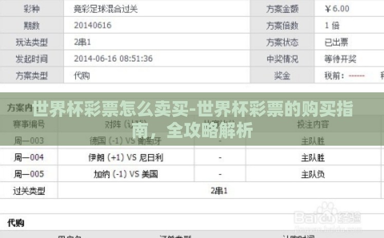 世界杯彩票怎么卖买-世界杯彩票的购买指南,全攻略解析 世界杯彩票怎么卖买-世界杯彩票的购买指南,全攻略解析